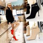 Chain Detail Pointed High Heel Ankle Boots
