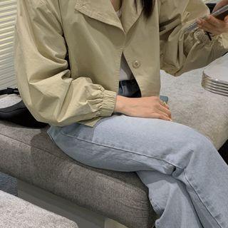 Double-button Blouson Jacket Khaki - One Size