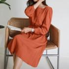 Square-neck Crinkled Midi Dress