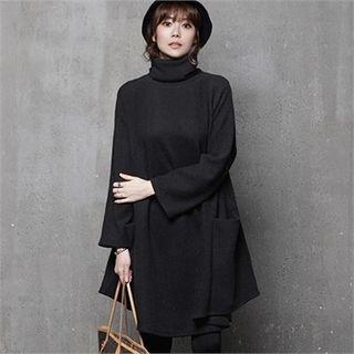 Turtleneck Knit Swing Dress