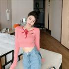 Long-sleeve Ribbon Crop T-shirt