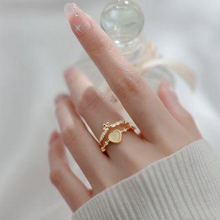 Heart Layered Sterling Silver Ring 1 Pc - Gold - One Size