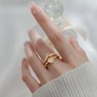 Heart Layered Sterling Silver Ring 1 Pc - Gold - One Size
