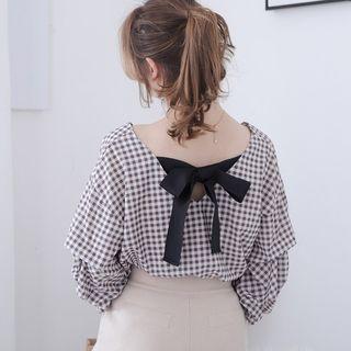 3/4-sleeve Tie-back Blouse