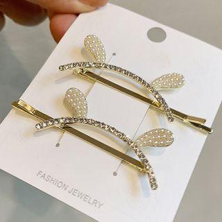 Animal Ear Faux Pearl Alloy Hair Pin 1 Pair - Gold - One Size