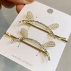 Animal Ear Faux Pearl Alloy Hair Pin 1 Pair - Gold - One Size