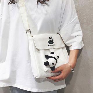 Canvas Panda Embroidered Crossbody Bag