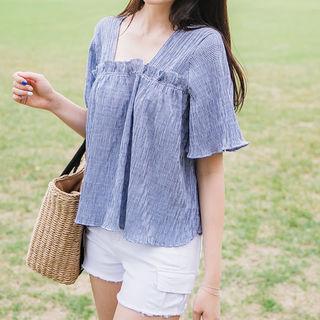 Square-neck Gingham Top