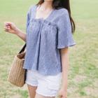 Square-neck Gingham Top
