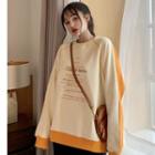 Wide Color Block Panel Thick Long-sleeve Sweatshirt