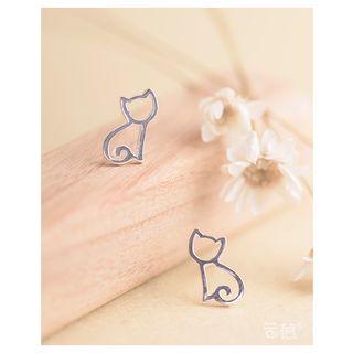 925 Sterling Silver Cat Earring  - One Size