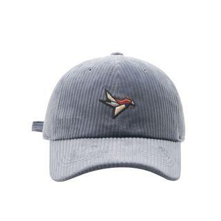 Embroidered Crane Corduroy Baseball Cap