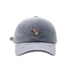 Embroidered Crane Corduroy Baseball Cap