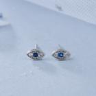 925 Sterling Silver Rhinestone Eye Stud Earring 1 Pair - E135 - Silver - One Size