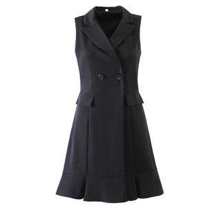 Sleeveless Double Breasted Midi Coat Dress