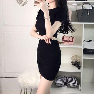 Plain Cut Out Detail Short Sleeve Dress