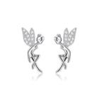 Sterling Silver Fashion Simple Flower Fairy Cubic Zirconia Stud Earrings Silver - One Size