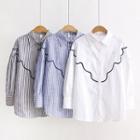 Long-sleeve Embroidery Wave Shirt