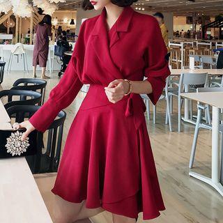 Long-sleeve Mini A-line Collared Dress