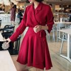 Long-sleeve Mini A-line Collared Dress