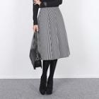Striped Neoprene Midi Skirt