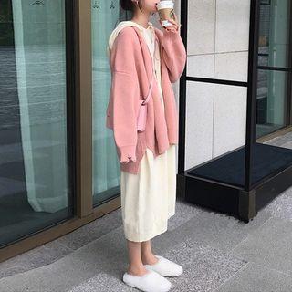 Midi Hoodie Dress / Plain Cardigan