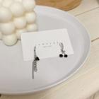 Asymmetrical Hoop Drop Earring 1 Pair - Ear Hoops - Silver & Black - One Size