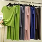 Set: Short Sleeve V-neck T-shirt + Pants