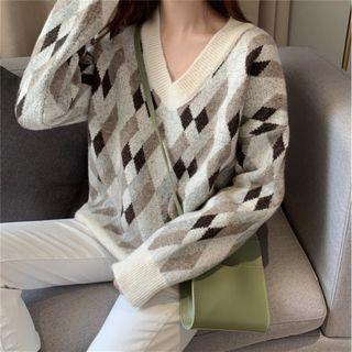 Argyle Sweater Coffee & Gray - One Size