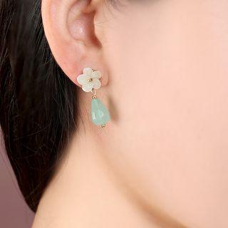Stone Flower & Bead Dangle Earring