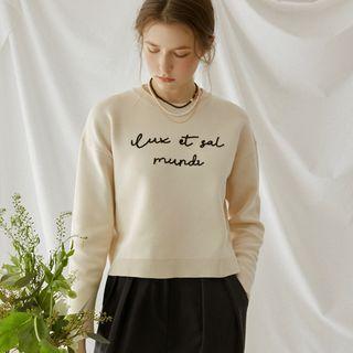Drop-shoulder Letter Knit Top