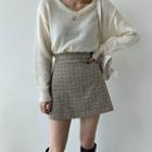 Inset Shorts Plaid A-line Miniskirt