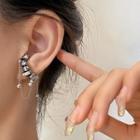 Rhinestone Alloy Cuff Earring 1 Piece - Cuff Earring - Metal Bead - Silver - One Size