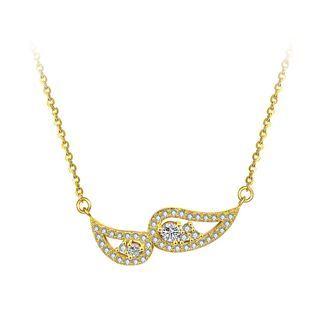 Elegant Personality Plated Gold Angel Wings Necklace With Cubic Zircon Golden - One Size