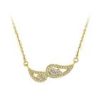 Elegant Personality Plated Gold Angel Wings Necklace With Cubic Zircon Golden - One Size
