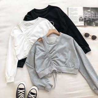 Plain Perforated Long-sleeve Sweatshirt