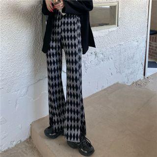 Diamond Pattern Straight Leg Pants