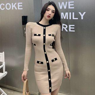 Contrast Trim Knit Mini Bodycon Dress