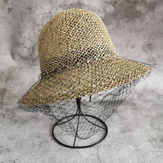 Fishnet Panel Straw Sun Hat As Shown In Figure - One Size