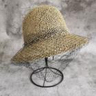 Fishnet Panel Straw Sun Hat As Shown In Figure - One Size