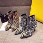 Tweed High Heel Short Boots