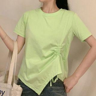 Drawstring-front Short-sleeve Top