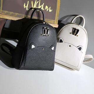 Faux-leather Metal-accent Backpack