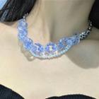 Chunky Acrylic Chain Faux Pearl Layered Alloy Choker 1 Pc - Blue - One Size
