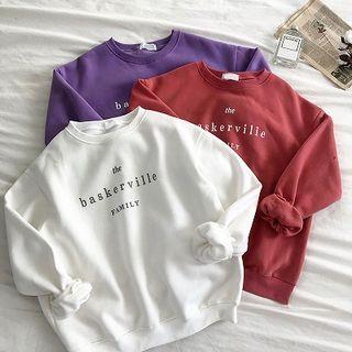 Lettering Printed Crewneck Fleece Sweatshirt