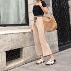 Buttoned Asymmetric Short-sleeve T-shirt