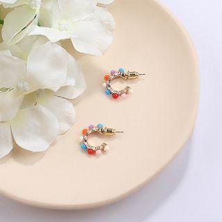 Beaded Ear Stud 1 Pair - Multicolor - One Size
