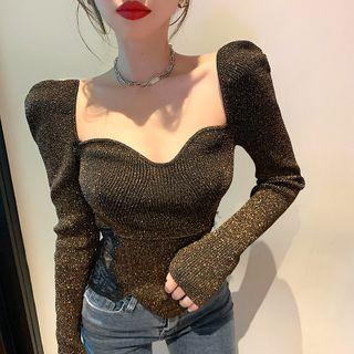 Glitter Irregular Hem Sweater