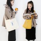 Chinese Character Embroidered Canvas Tote Bag