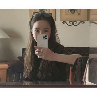 [dearest] Raglan Slim-fit Ribbed Top (black) One Size